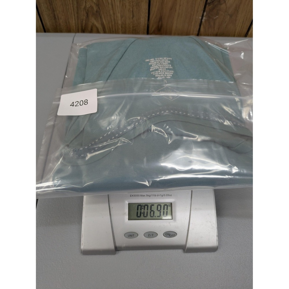 St. John's Bay Shirt Womens Large Blue V Neck 3/4 Sleeve Cotton Basic Jersey - Picture 6 of 6